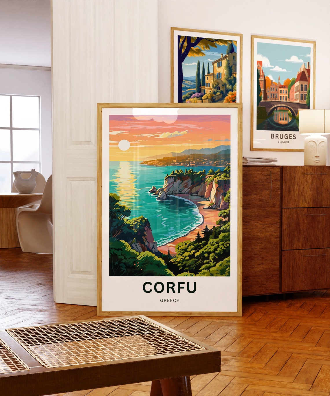 Corfu Greece Sunset Bay Cliffs Personalized Island Travel Poster - Image 5