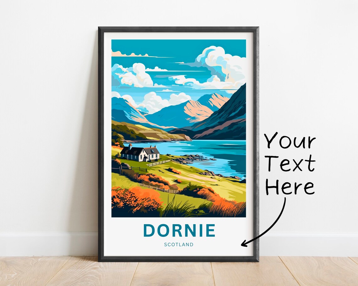 Personalized Dornie Scotland Loch Meadow Cottage Hills Poster
