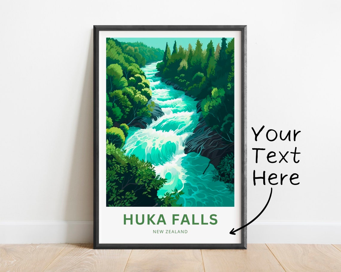 Personalized Huka Falls New Zealand Rapids Custom Travel Poster Gift