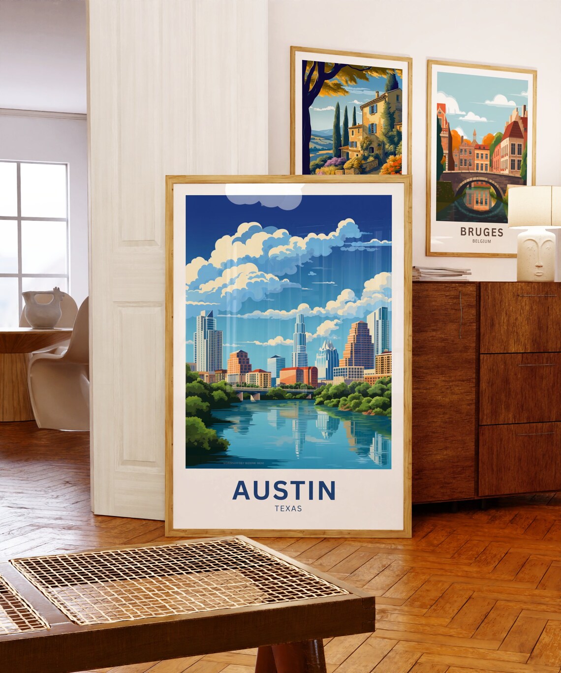 Austin Texas Downtown Skyline River Reflection Cityscape Poster - Image 5