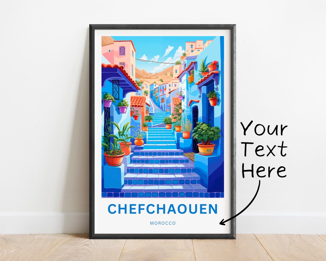 Personalized Chefchaouen Travel Print Chefchaouen Poster Morocco Wall Art Framed Present Gift Morocco Present