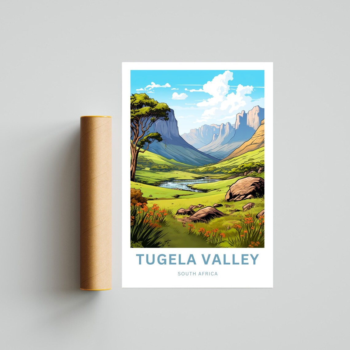 Tugela Valley South Africa Basalt Cliffs Green Valley Travel Poster - Image 4