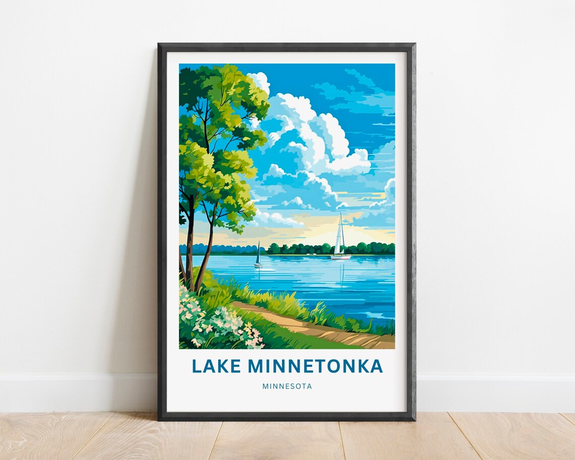 Lake Minnetonka Minnesota Sailboats Lakeshore Summer Travel Poster