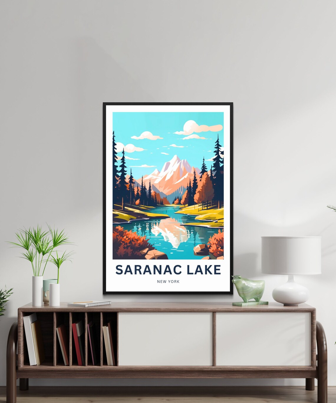 Saranac Lake New York Adirondack Autumn Forest Travel Poster - Image 2