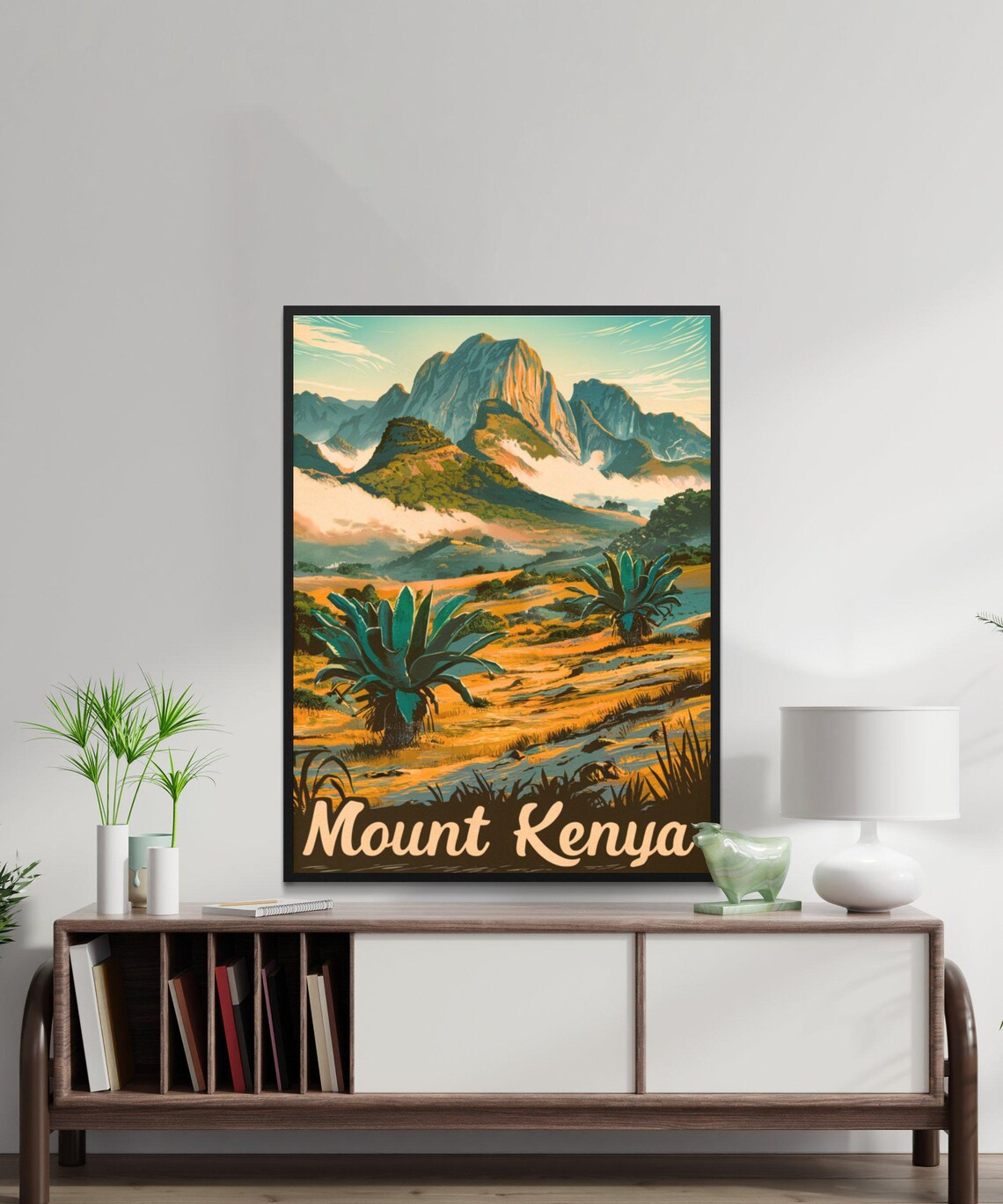 Mount Kenya Africa Rocky Summit Savanna Sunrise Travel Poster - Image 3