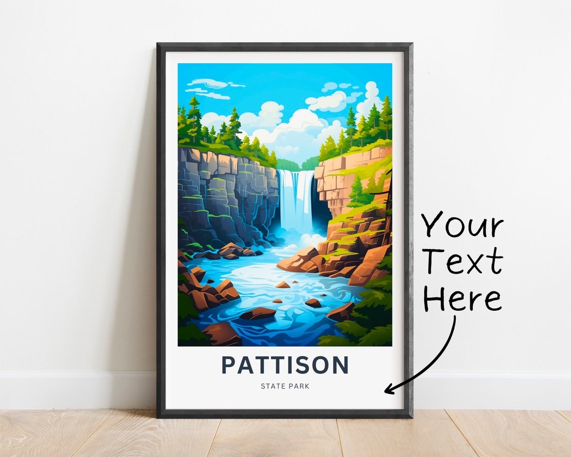 Personalized Pattison State Park Waterfall Canyon River Scene Poster