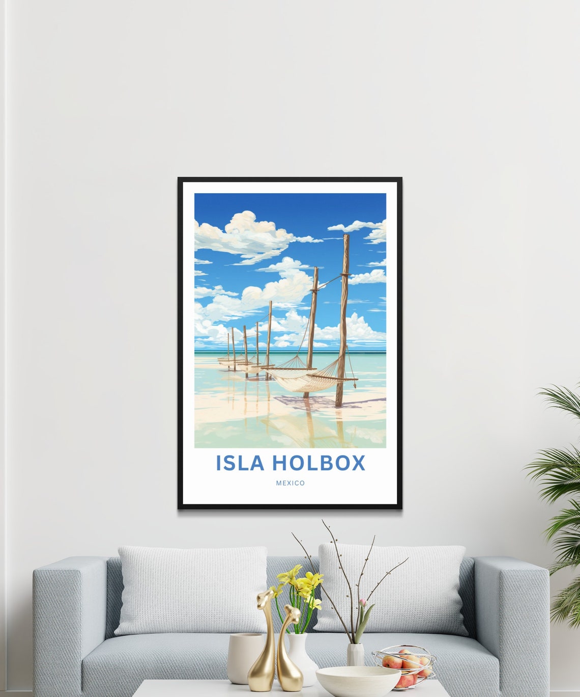 Personalized Isla Holbox Travel Print Isla Holbox Poster Mexico Wall Art Framed Present Gift Mexico Present - Image 3