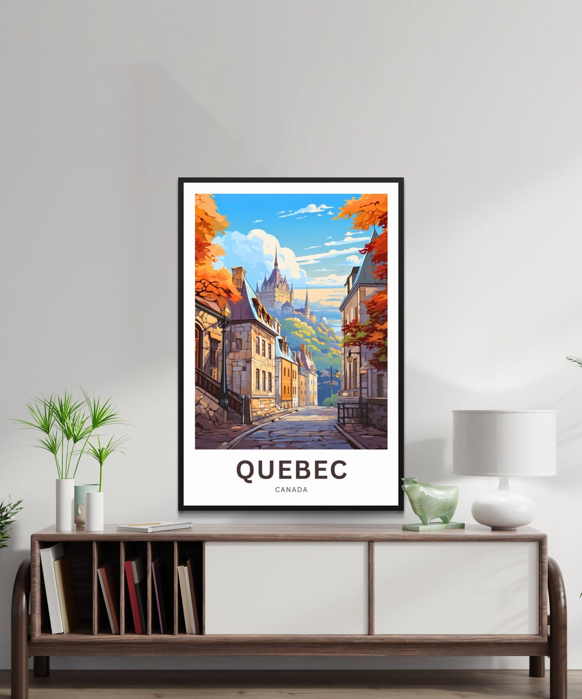Old Quebec Street Autumn Personalized Custom Text Canada Travel Poster - Image 2