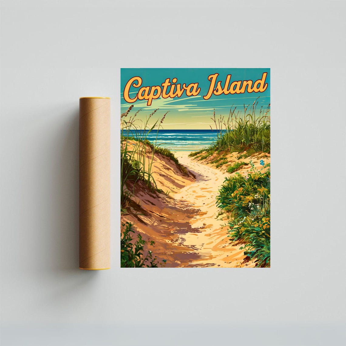 Captiva Island Florida Travel Poster Sandy Dune Path Ocean Beach Art - Image 4