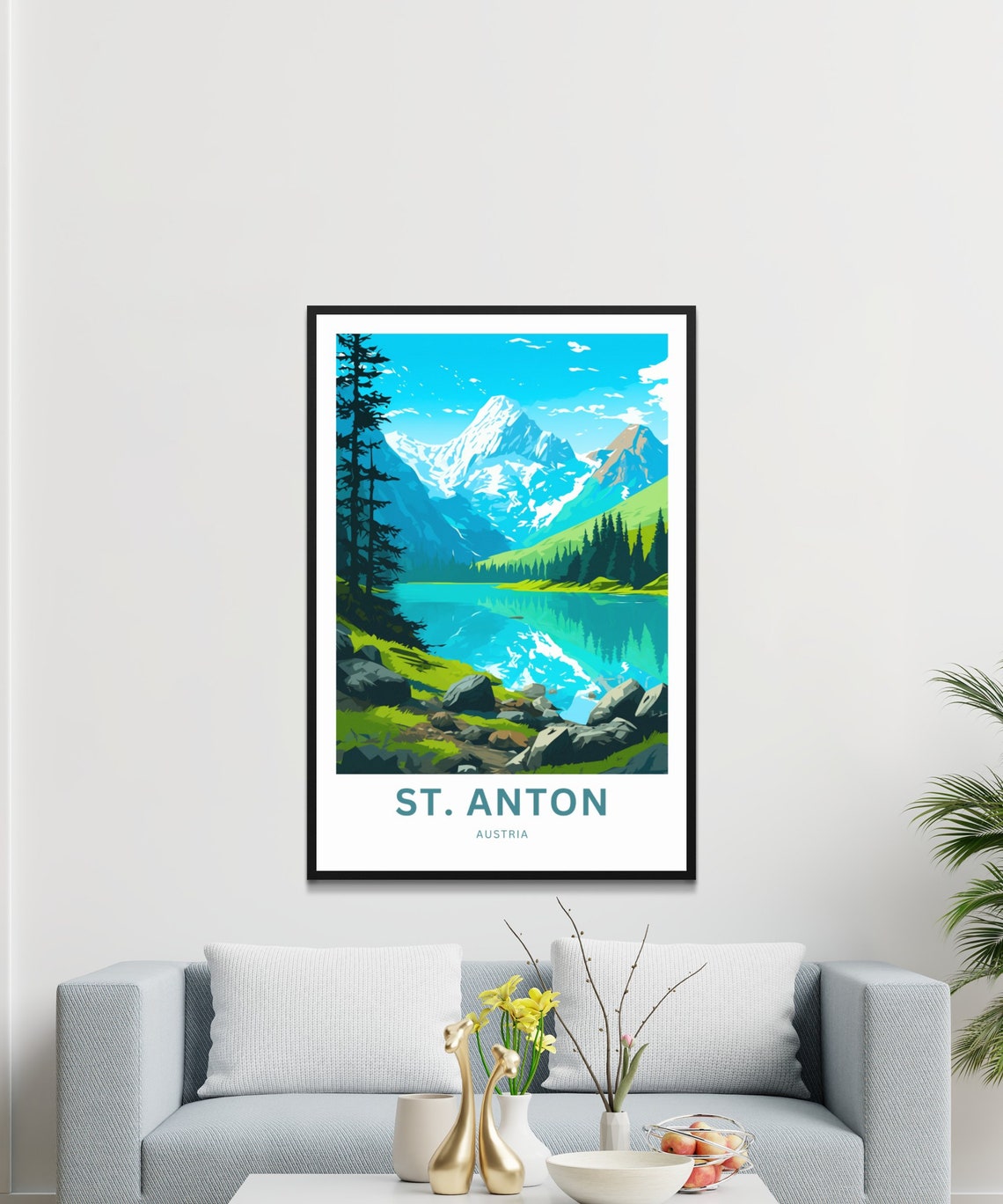 Personalized St Anton Austria Alpine Lake Custom Travel Poster - Image 3