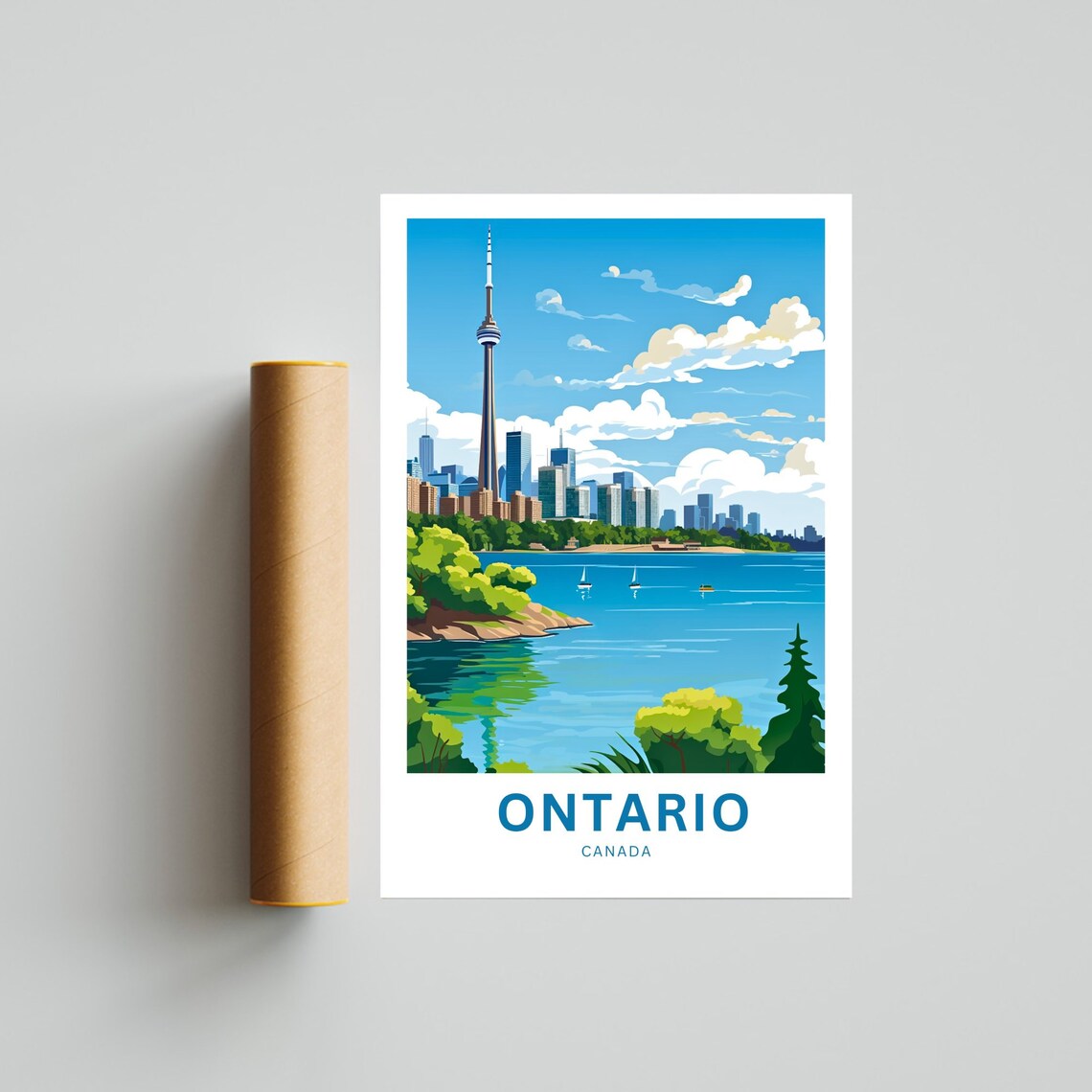 Ontario Canada Toronto CN Tower Harbor Sailboats Travel Poster - Image 4