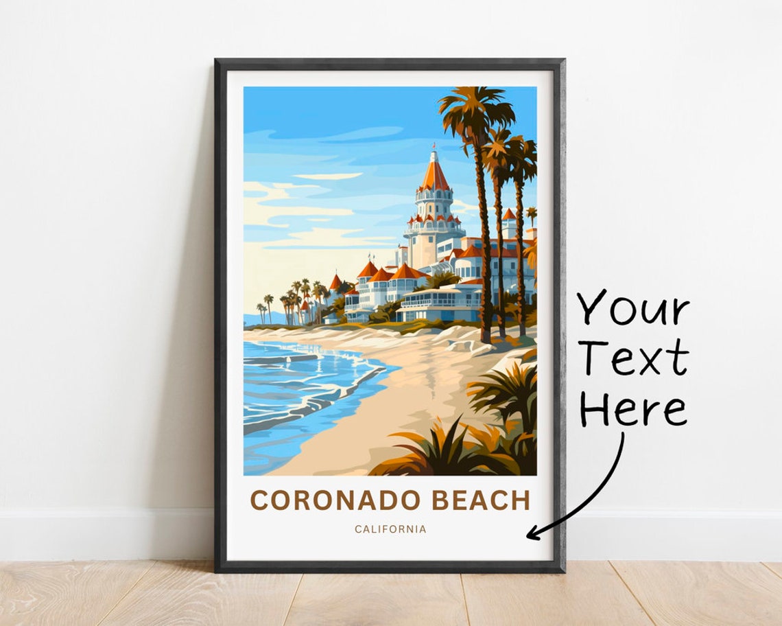 Personalized Coronado Beach California Resort Custom Travel Poster