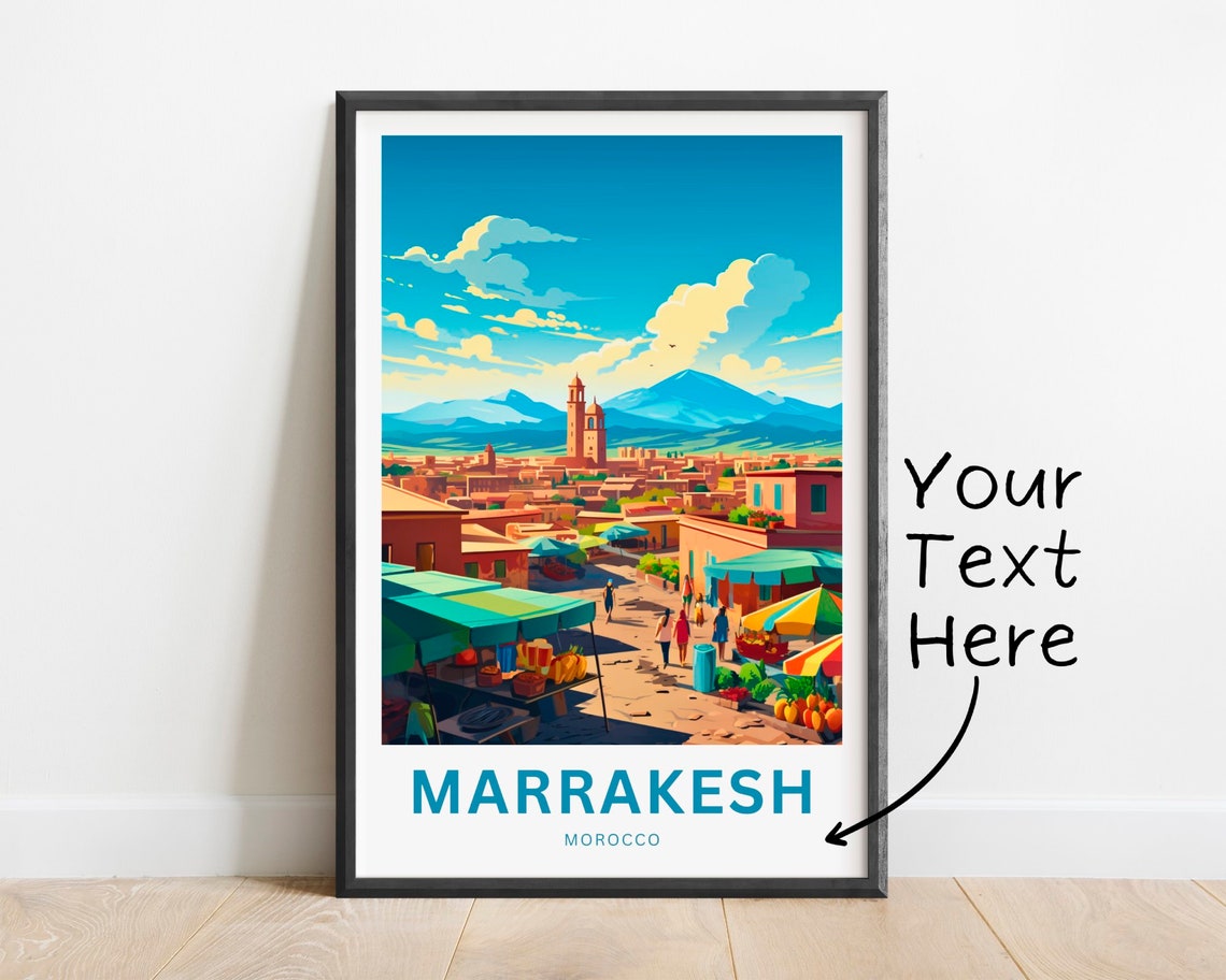 Personalized Marrakesh Travel Print Marrakesh Poster Morocco Wall Art Framed Present Gift Morocco Present