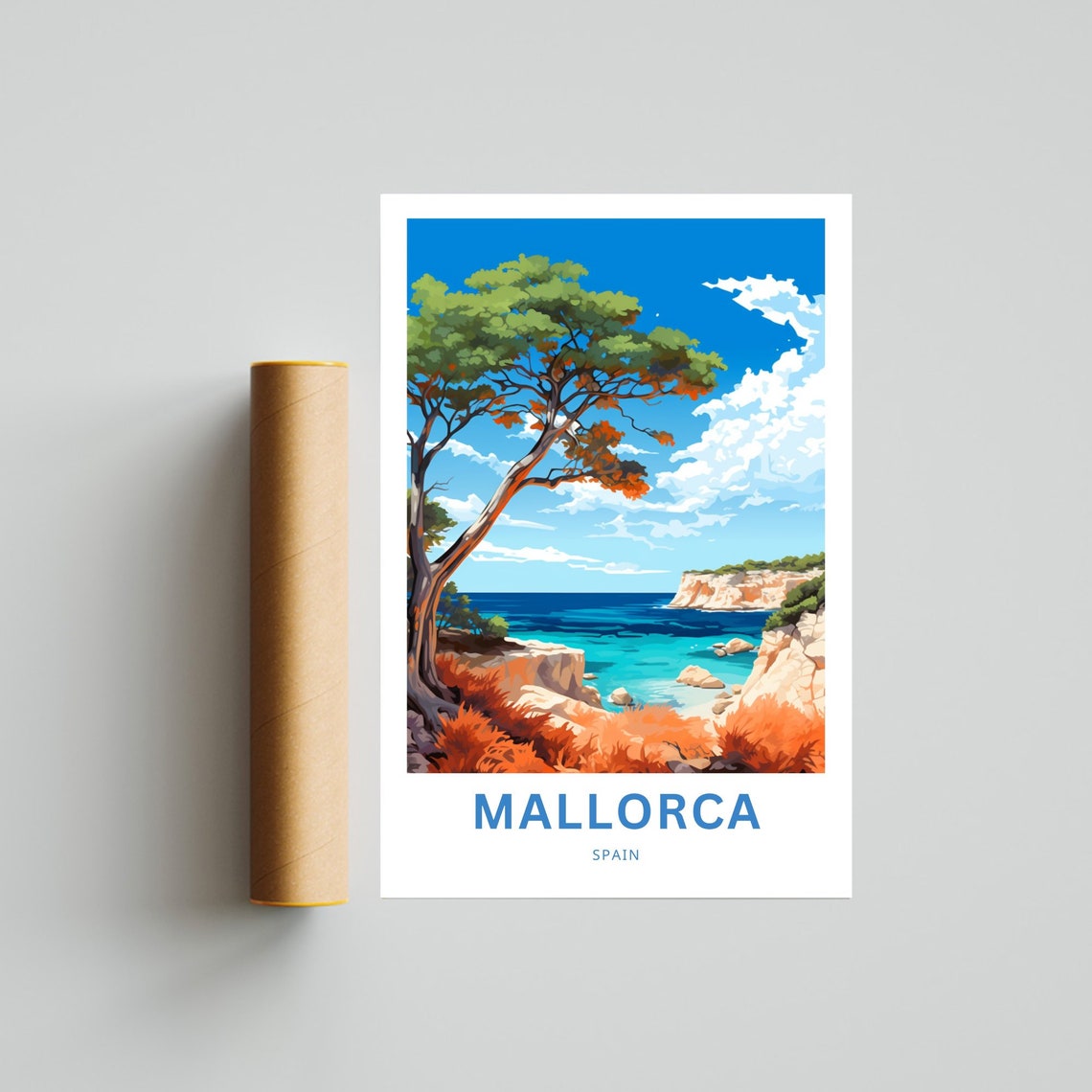 Mallorca Personalized Spain Mediterranean Cliffs and Cove Poster - Image 4