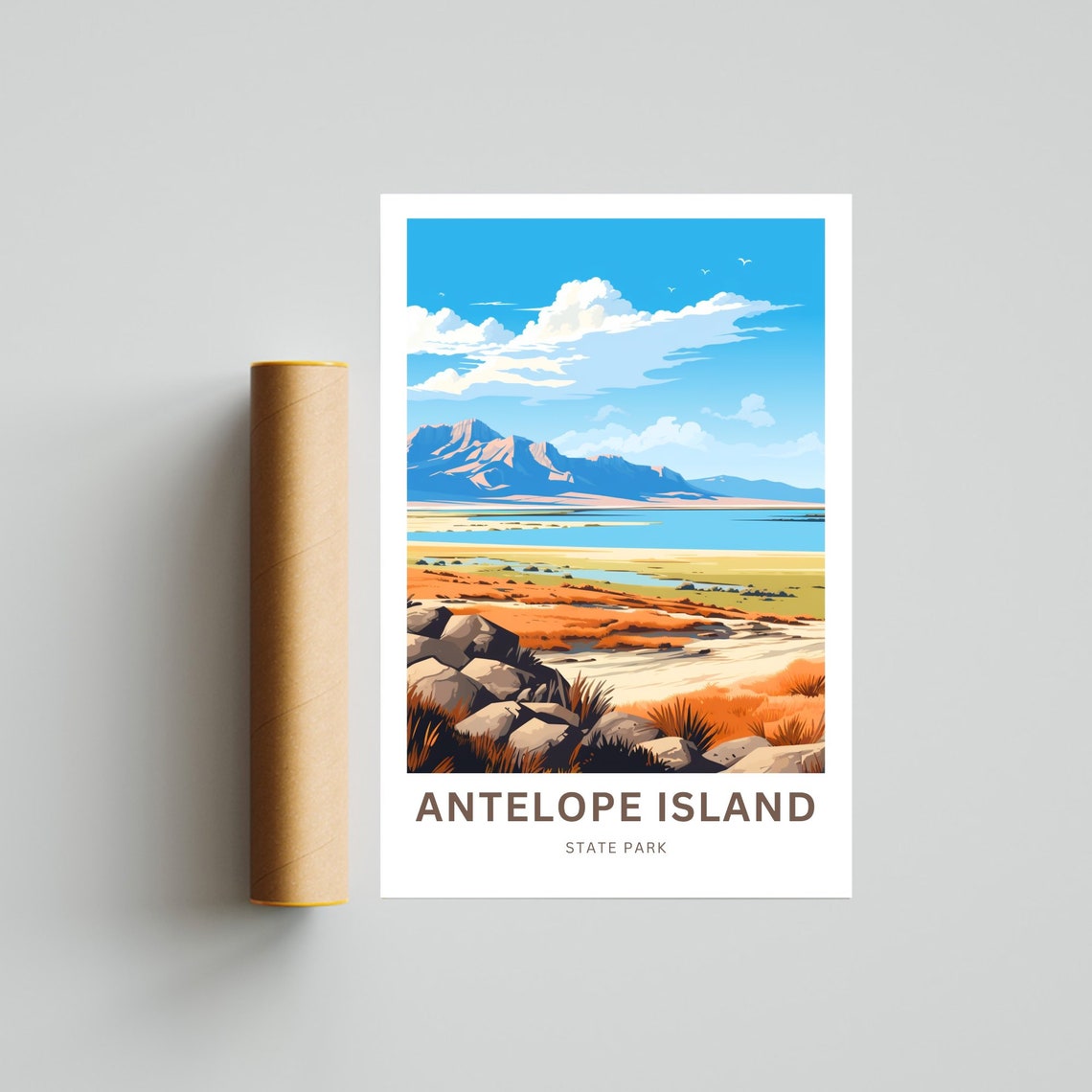 Antelope Island Utah Breathtaking Desert Lake Landscape Poster - Image 4