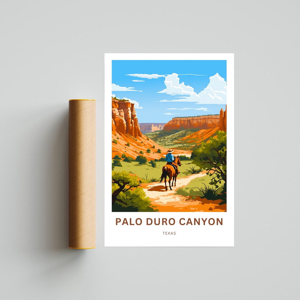 Palo Duro Canyon Texas Lone Horseback Rider Custom Text Travel Poster - Image 4
