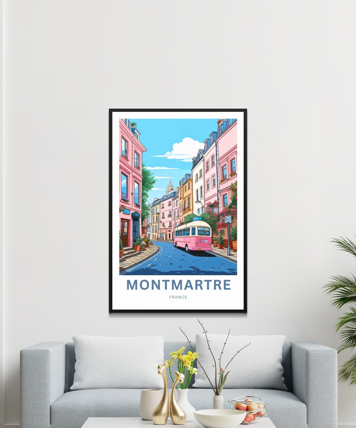 Montmartre France Pink Street Bus Personalized Travel Poster - Image 3