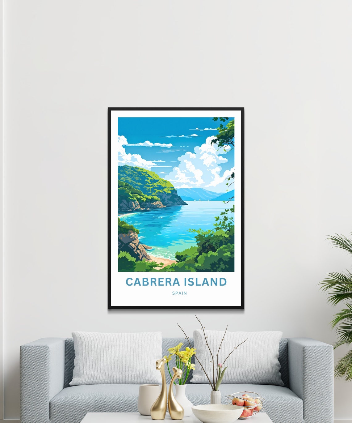 Cabrera Island Spain Hidden Cove Framed By Lush Green Trees Poster - Image 2