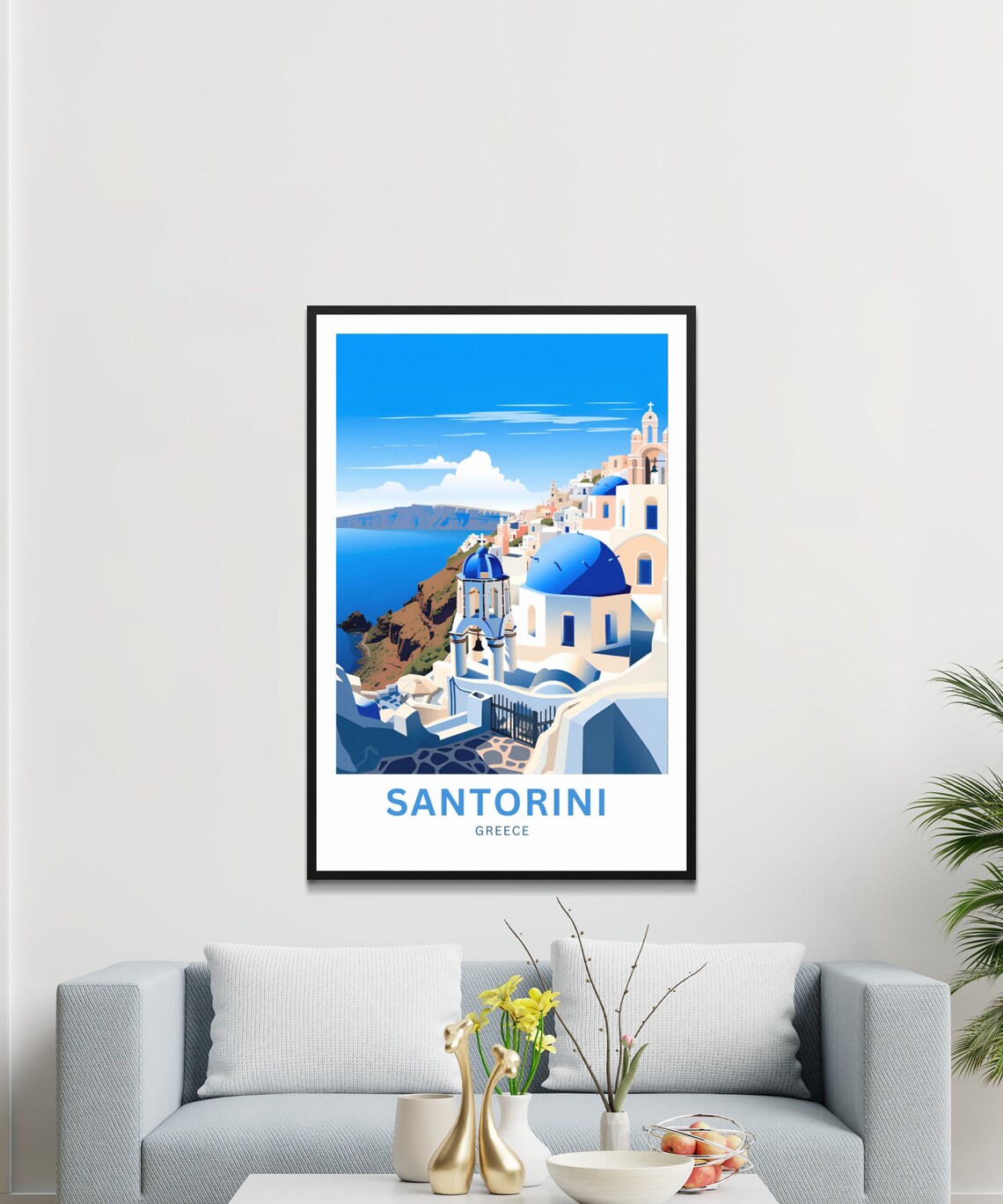 Personalized Santorini Travel Poster, Greece Wall Art - Image 3