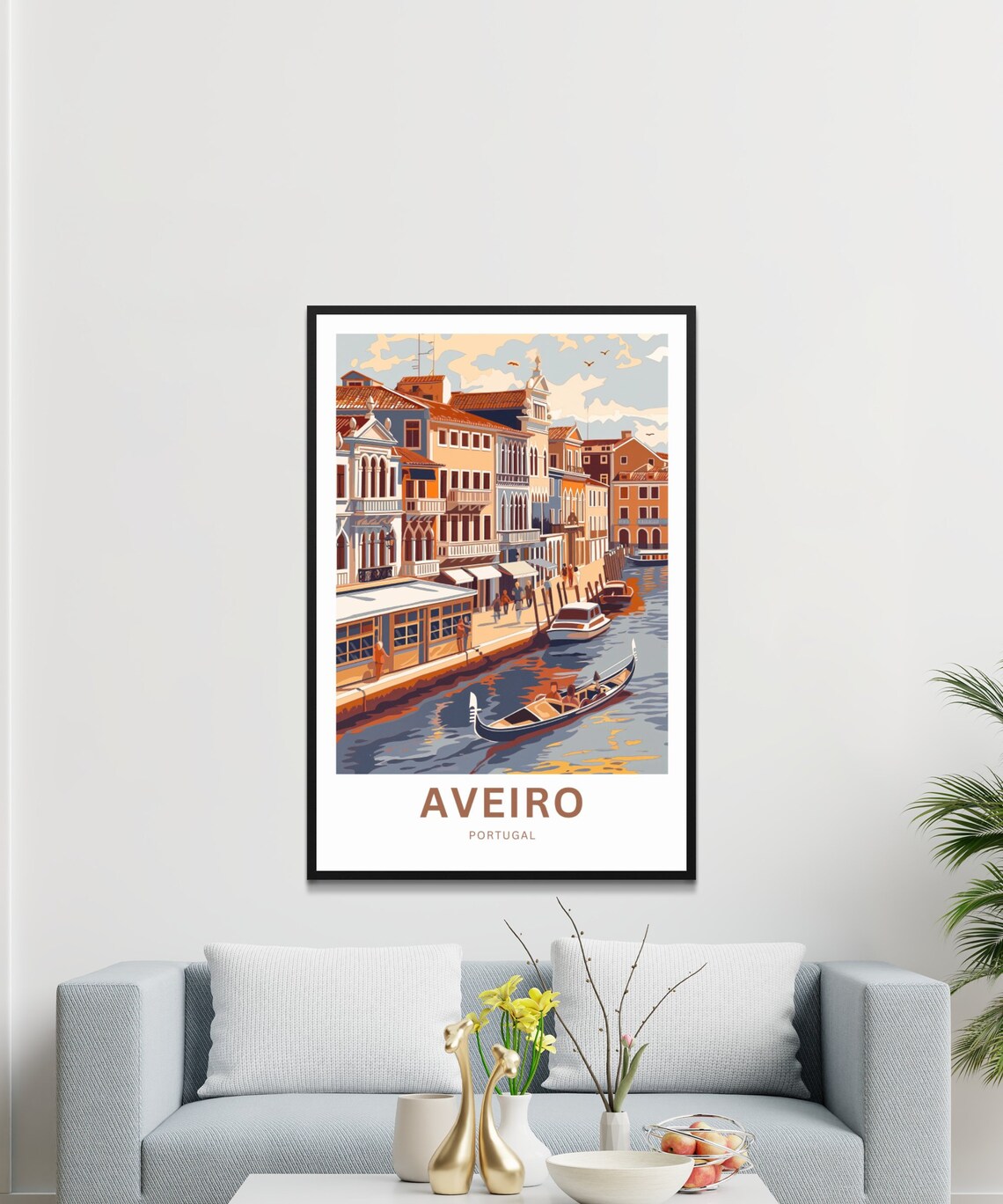 Aveiro Portugal Sunset Canal Gondolier Ride Retro Travel Poster - Image 3