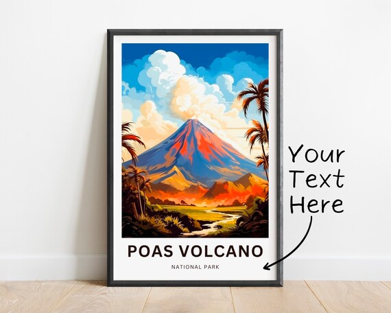 Poas Volcano National Park Personalized Fiery Crater Palm Travel Poster