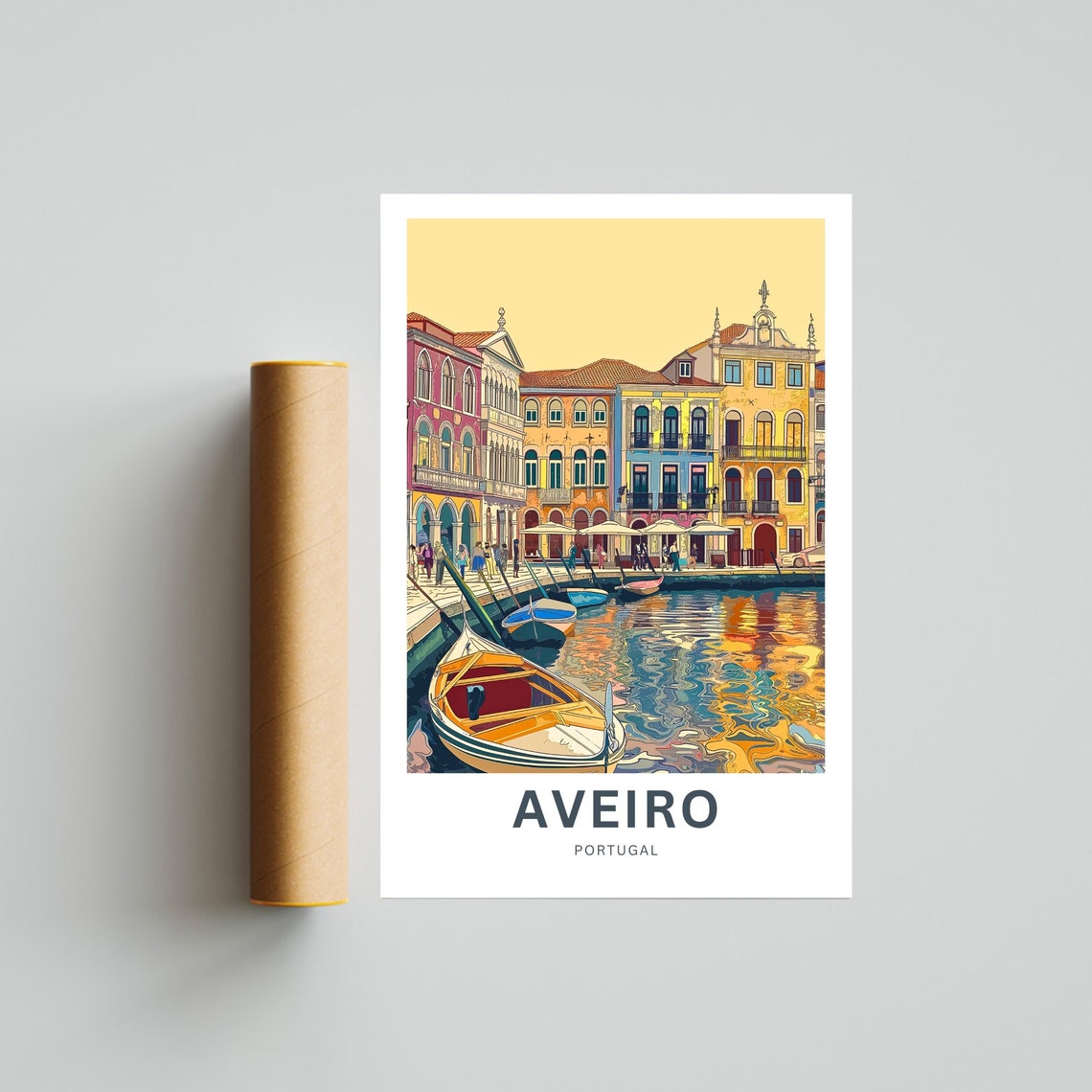 Personalized Aveiro Portugal Canal Sunset Custom Text Travel Poster - Image 4