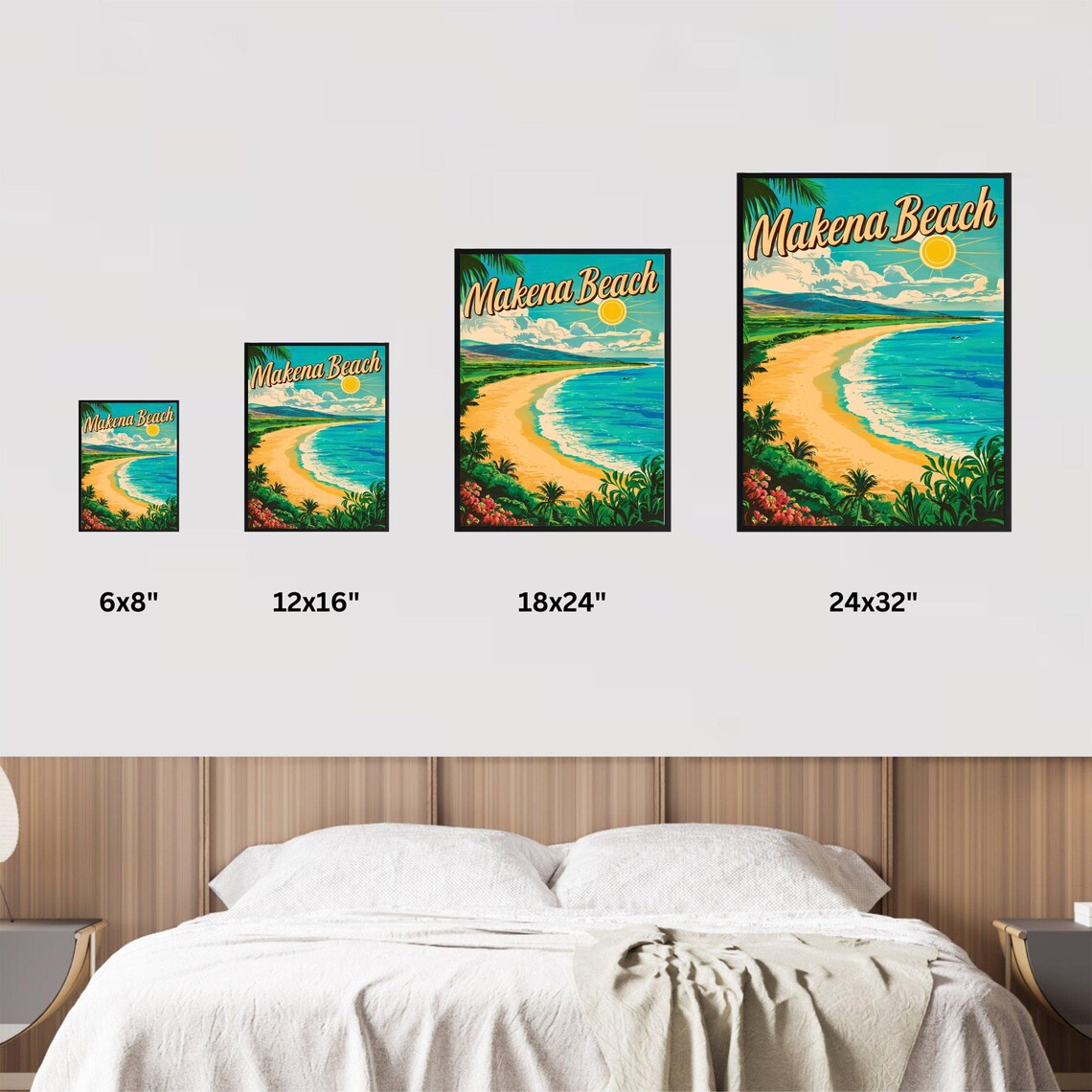 Makena Beach Hawaii Golden Sand Sunny Day Vintage Travel Poster - Image 2