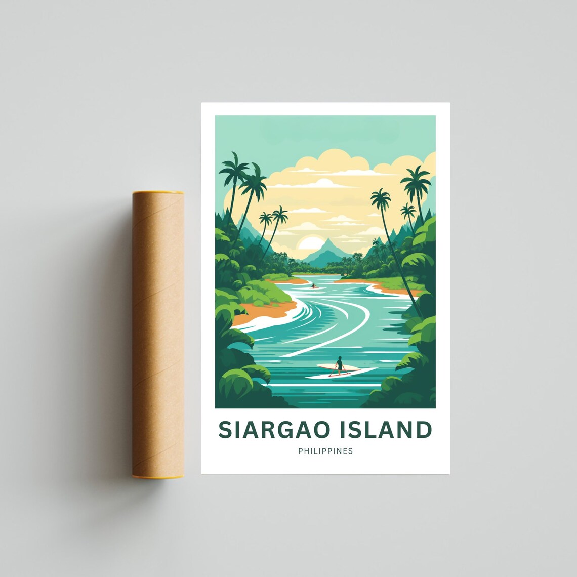 Siargao Island Philippines Personalized Surf Beach Palms Travel Poster - Image 4