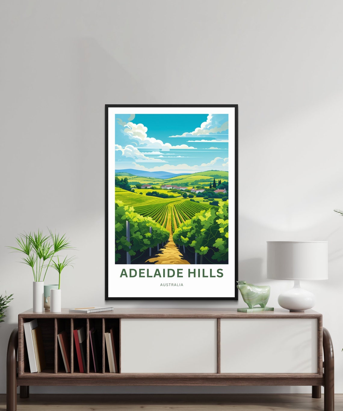 Adelaide Hills Australia Personalized Vineyard Valley Rows Poster - Image 2