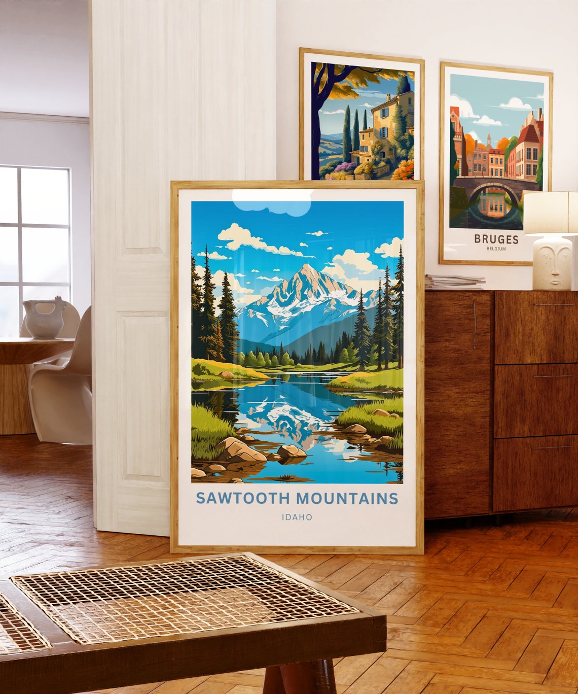 Personalized Sawtooth Mountains Idaho Lake Reflection Poster - Image 5