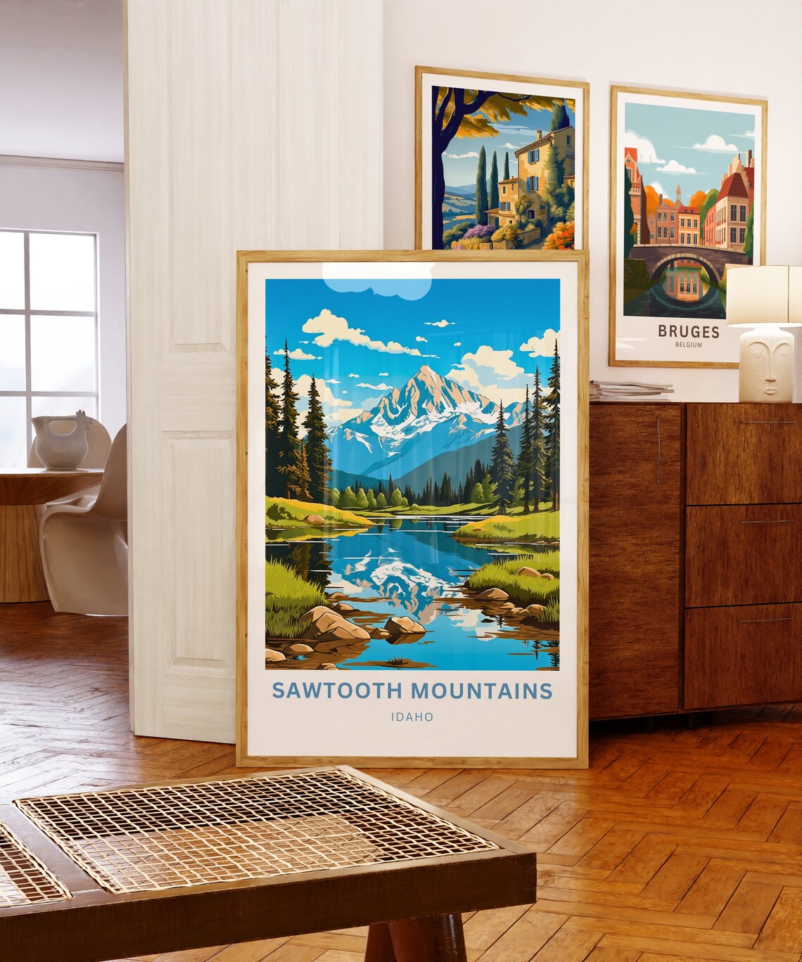 Sawtooth Mountains Idaho Alpine Lake Reflection Travel Poster - Image 5