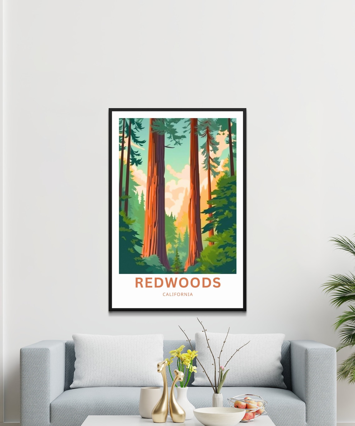 Redwoods California Travel Poster Towering Ancient Redwood Forest Art - Image 2