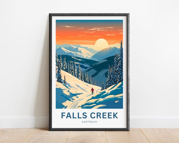 Falls Creek Island Travel Print Poster Australia Wall Art Framed Present Gift