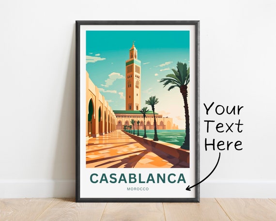 Personalized Casablanca Travel Print Casablanca Poster Morocco Wall Art Framed Present Gift Morocco Present