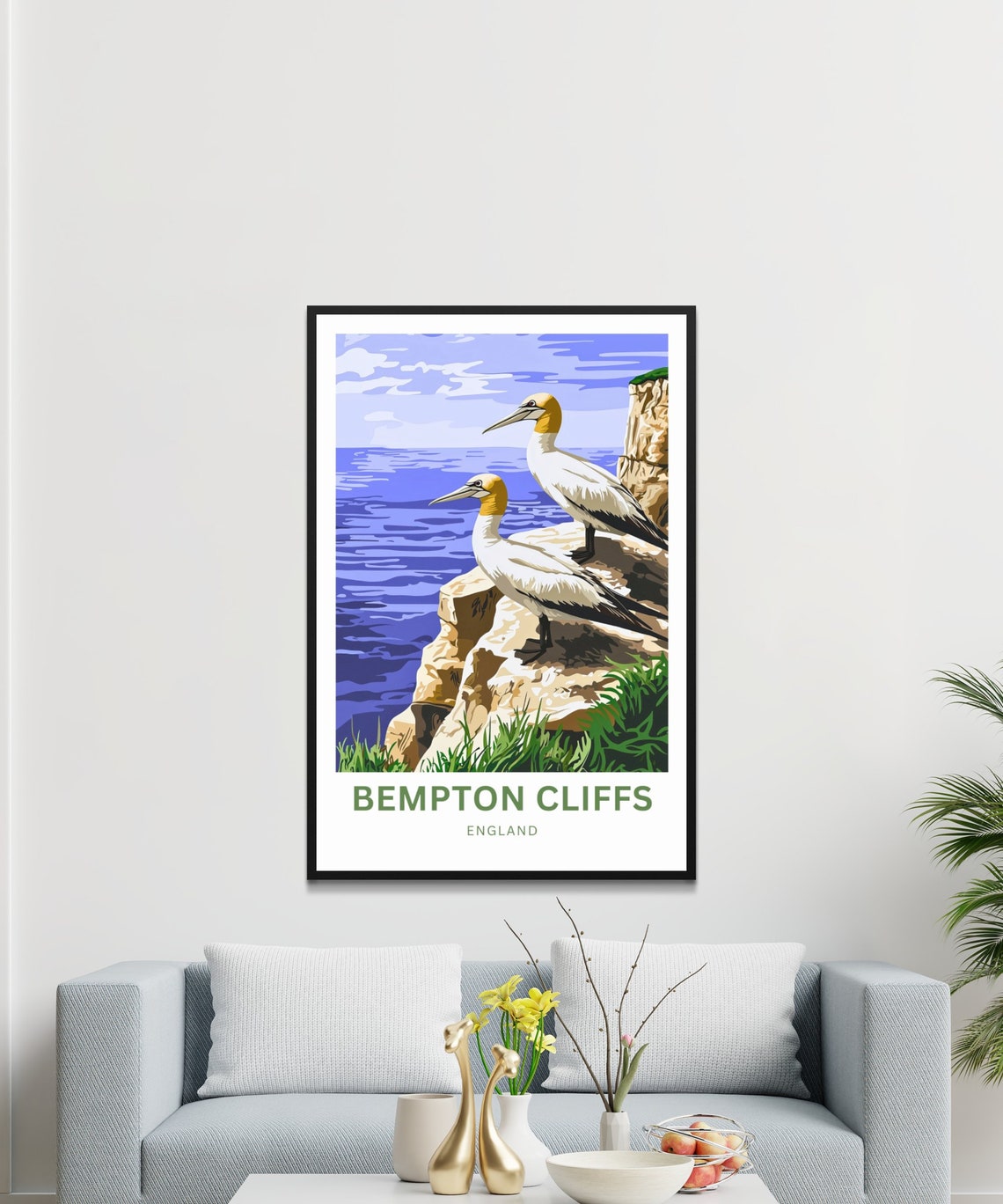 Bempton Cliffs England Gannets on Coastal Rocks Personalized Poster - Image 4