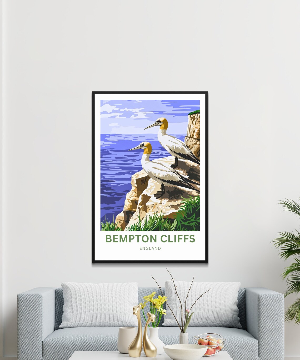 Bempton Cliffs England White Gannet Seabird Colony Travel Poster - Image 4