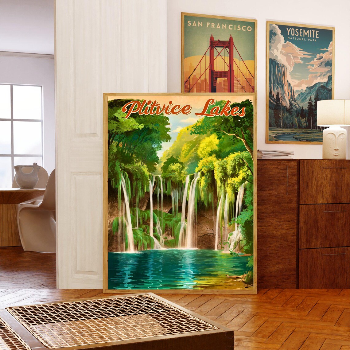 Plitvice Lakes Croatia Waterfalls Emerald Forest Vintage Travel Poster - Image 5