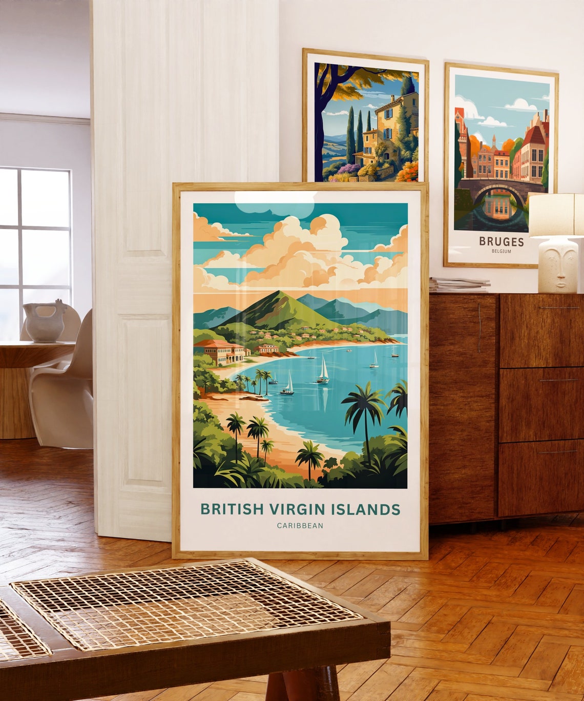 British Virgin Islands Caribbean Sandy Beach Villa Travel Poster - Image 5