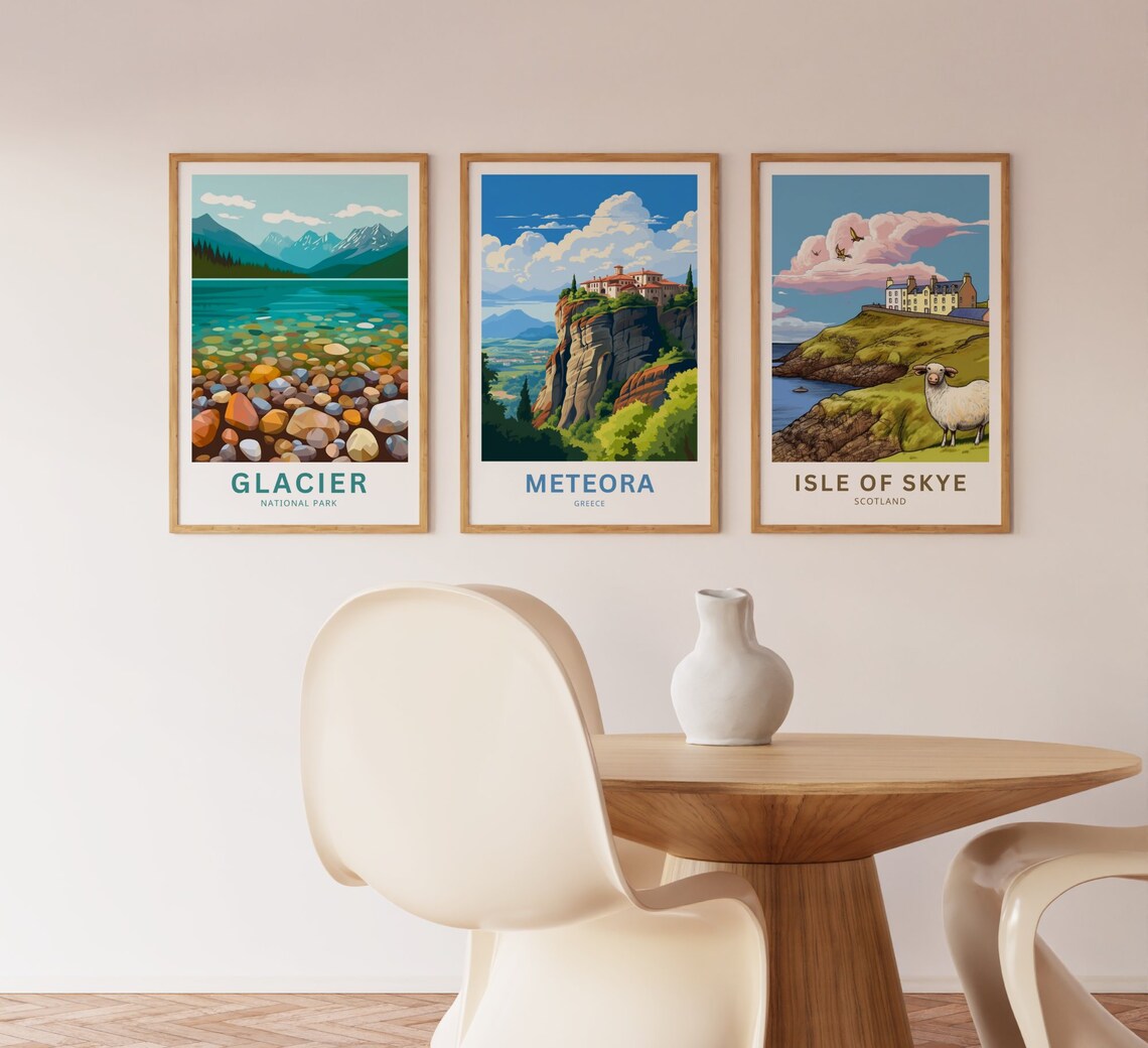 Meteora Greece Monastery Cliff Top Rock Pillars Scenic View Poster - Image 2