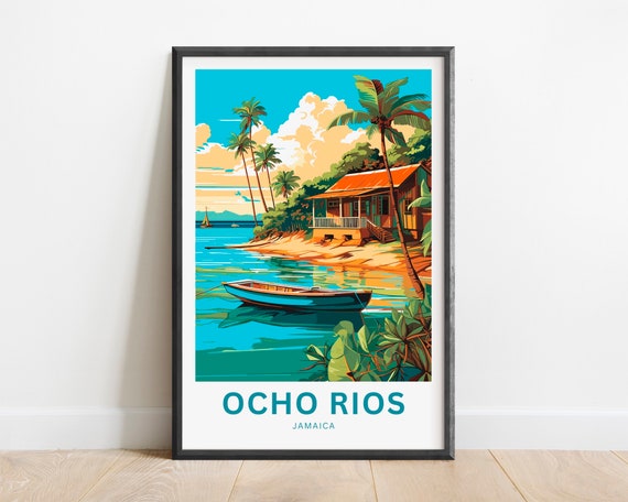 Ocho Rios Travel Print Ocho Rios Poster Jamaica Wall Art Framed Present Gift United States Present