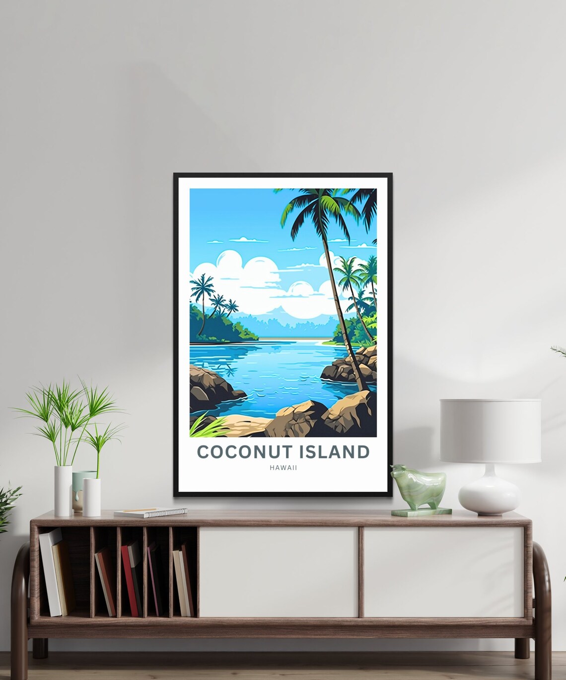 Coconut Island Hawaii Rocky Palm Cove Personalized Travel Poster - Image 3