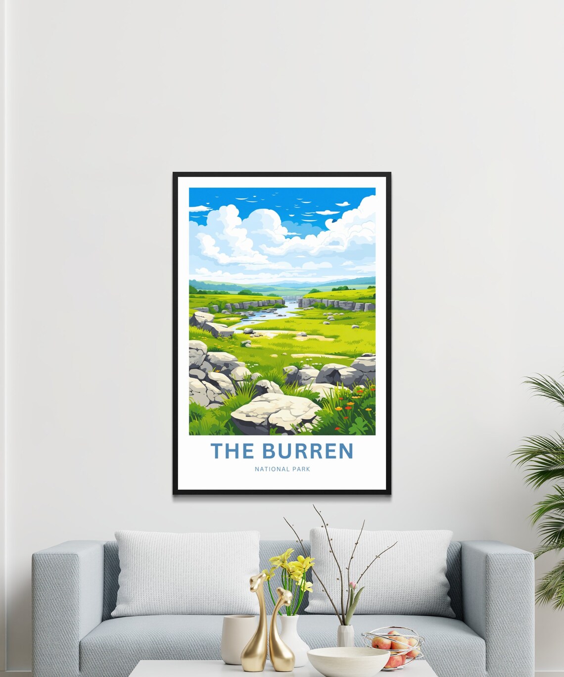 The Burren National Park Limestone River Green Landscape Travel Poster - Image 3