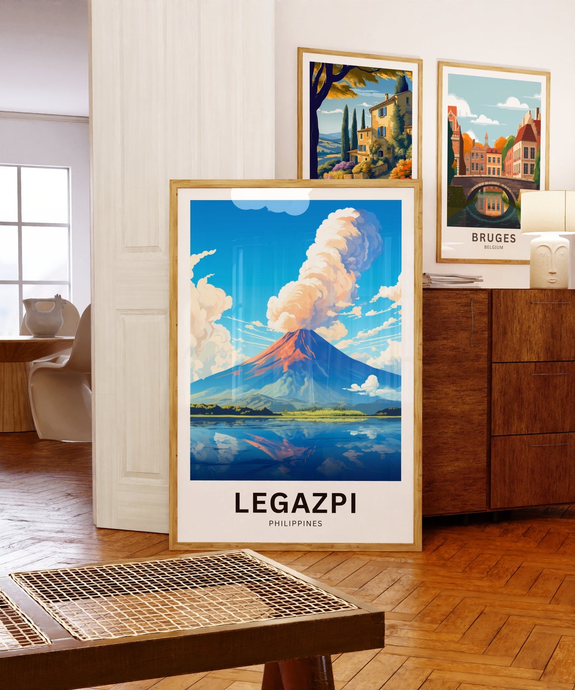 Legazpi Philippines Mayon Volcano Eruption Reflection Travel Poster - Image 3