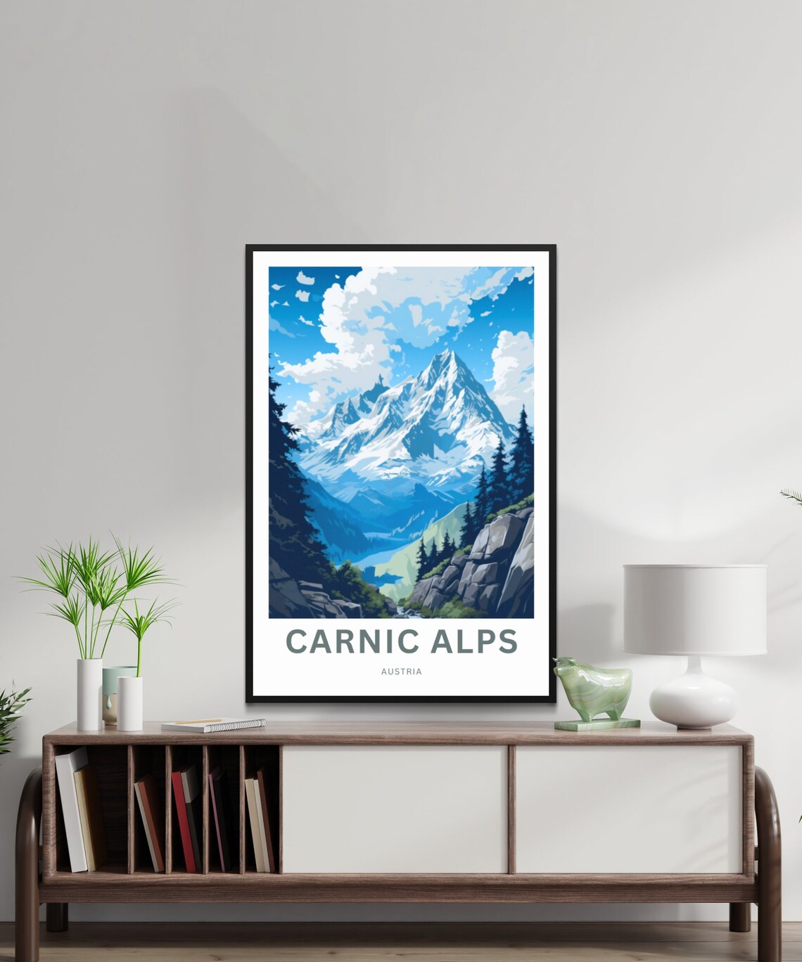 Personalized Carnic Alps Austria Snow Peak Forest Travel Poster - Image 2