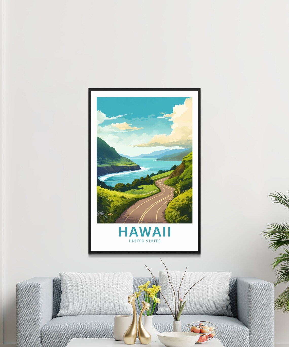 Hawaii Scenic Coastal Road Ocean View Vintage Travel Poster Art - Image 3