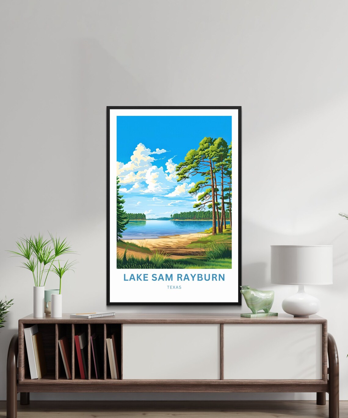 Lake Sam Rayburn Texas Pine Shores Sandy Beach Scene Travel Poster - Image 3