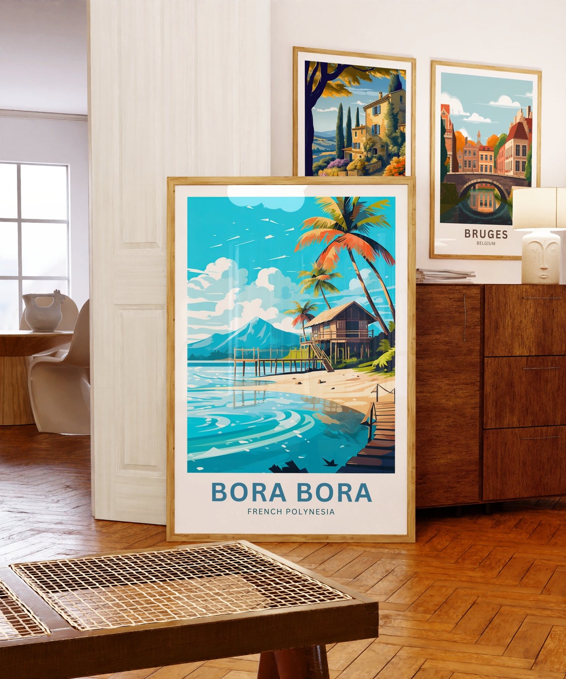 Bora Bora Overwater Bungalow Lagoon Custom Text Travel Poster - Image 5