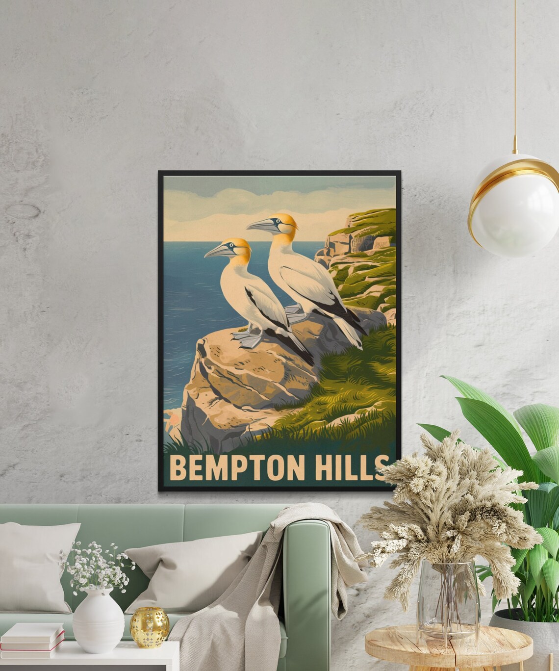Bempton Hills England Vintage Gannets on Rocky Sea Cliffs Poster - Image 4