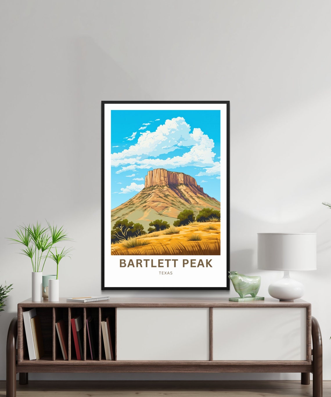 Bartlett Peak Texas Red Rock Desert Cliffs Vintage Travel Poster - Image 3