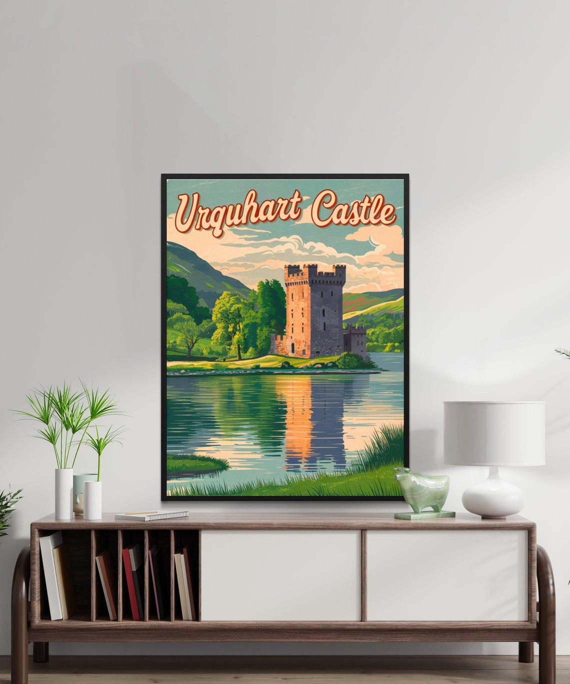 Urquhart Castle Scotland Travel Poster Lochside Ruins Reflection View - Image 2